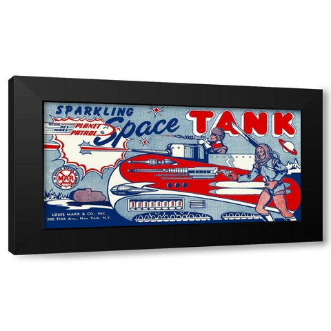Planet Patrol Sparkling Space Tank Black Modern Wood Framed Art Print by Retrotrans