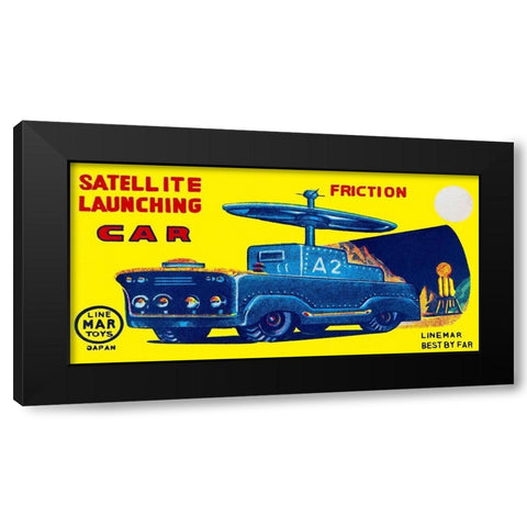 Satellite Launching Car A2 Black Modern Wood Framed Art Print by Retrotrans