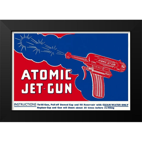 Atomic Jet-Gun Black Modern Wood Framed Art Print by Retrogun