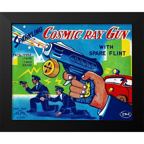 Cosmic Ray Gun Black Modern Wood Framed Art Print by Retrogun