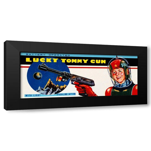 Lucky Tommy Gun Black Modern Wood Framed Art Print by Retrogun