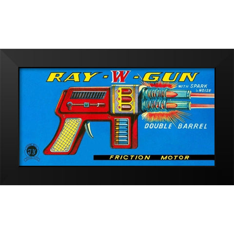 Ray W Gun Black Modern Wood Framed Art Print by Retrogun