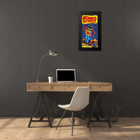 Mechanical Robot Black Modern Wood Framed Art Print by Retrobot