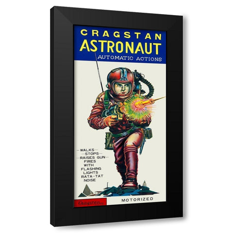 Cragstan Astronaut Automatic Actions Black Modern Wood Framed Art Print by Retrobot