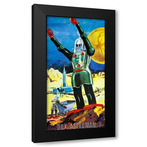 Dux Astroman Black Modern Wood Framed Art Print by Retrobot