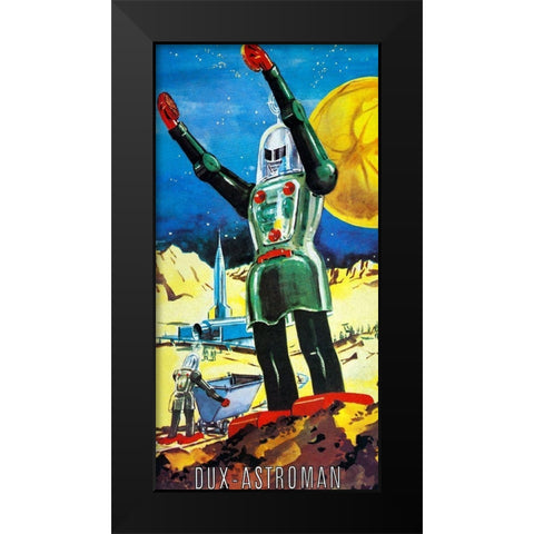 Dux Astroman Black Modern Wood Framed Art Print by Retrobot