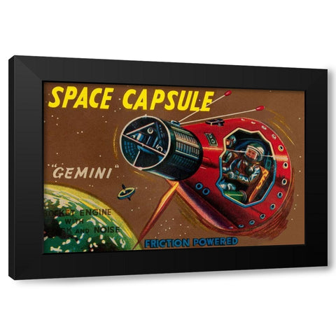 Space Capsule Gemini Black Modern Wood Framed Art Print with Double Matting by Retrorocket