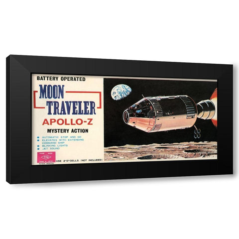 Moon Traveler Apollo-Z Black Modern Wood Framed Art Print by Retrorocket