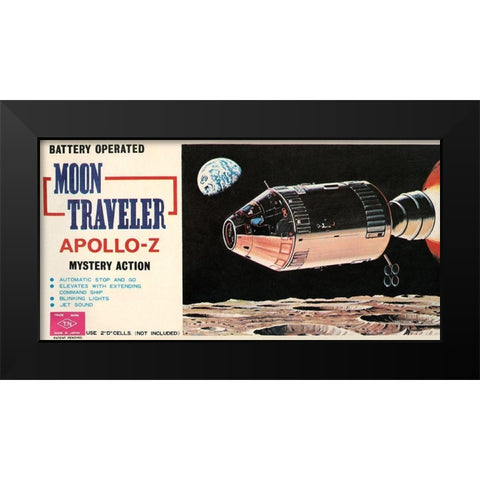 Moon Traveler Apollo-Z Black Modern Wood Framed Art Print by Retrorocket