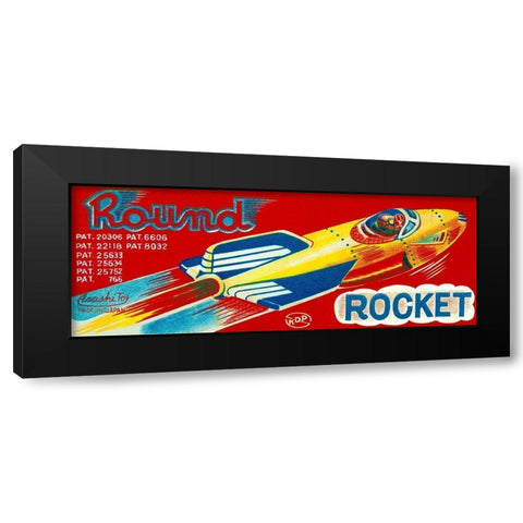 Round Rocket Black Modern Wood Framed Art Print by Retrorocket