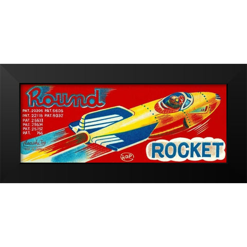 Round Rocket Black Modern Wood Framed Art Print by Retrorocket