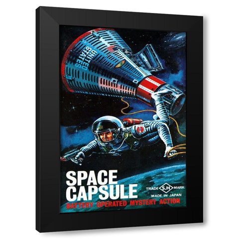 Space Capsule Black Modern Wood Framed Art Print with Double Matting by Retrorocket