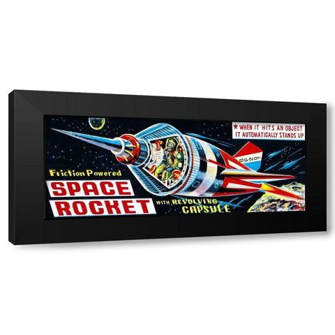 Space Rocket with Revolving Capsule Black Modern Wood Framed Art Print with Double Matting by Retrorocket
