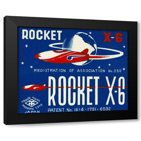 Rocket X-6 Black Modern Wood Framed Art Print by Retrobot