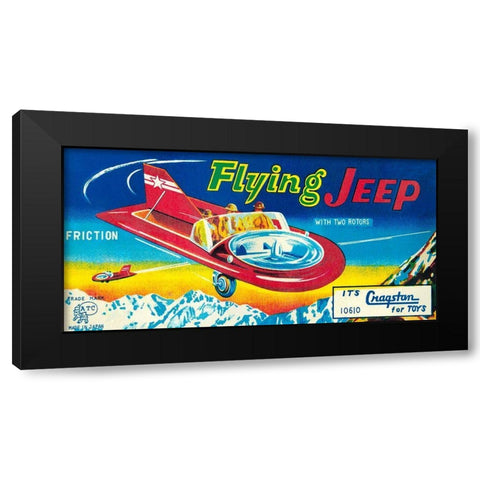 Flying Jeep Black Modern Wood Framed Art Print by Retrorocket