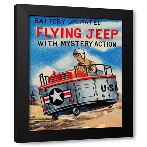 Battery Operated Flying Jeep with Mystery Action Black Modern Wood Framed Art Print by Retrorocket