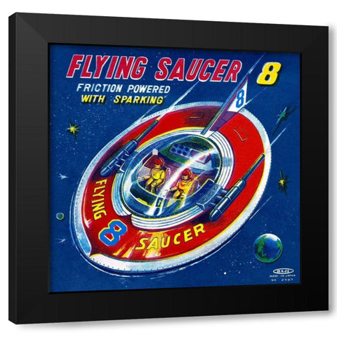 Flying Saucer 8 Black Modern Wood Framed Art Print by Retrorocket