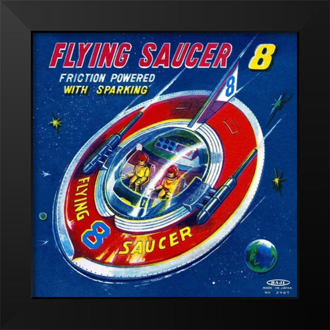 Flying Saucer 8 Black Modern Wood Framed Art Print by Retrorocket