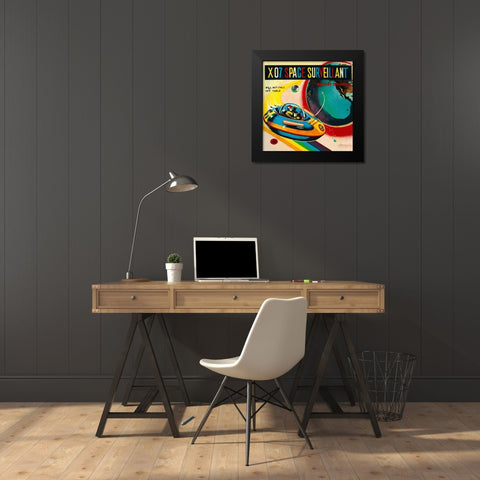 X-07 Space Surveillant I Black Modern Wood Framed Art Print by Retrorocket