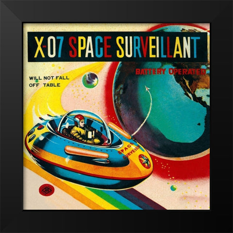 X-07 Space Surveillant I Black Modern Wood Framed Art Print by Retrorocket