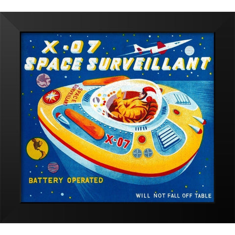 X-07 Space Surveillant II Black Modern Wood Framed Art Print by Retrorocket