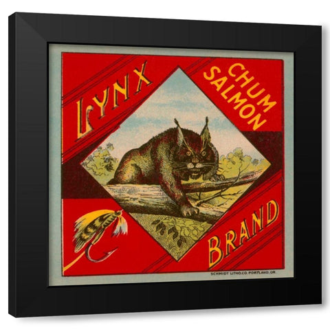 Lynx Brand Chum Salmon Black Modern Wood Framed Art Print with Double Matting by Retrolabel
