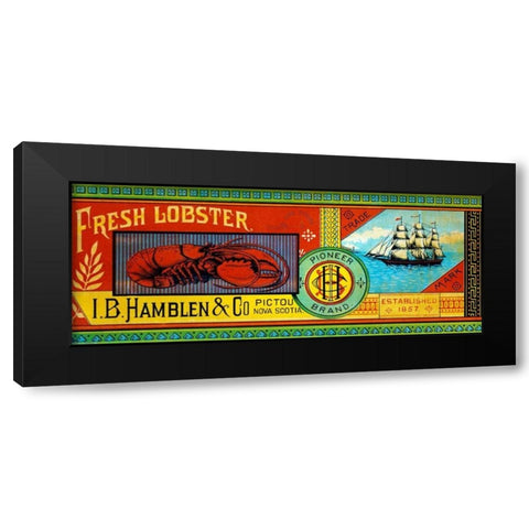 Pioneer Brand Fresh Lobster Black Modern Wood Framed Art Print with Double Matting by Retrolabel