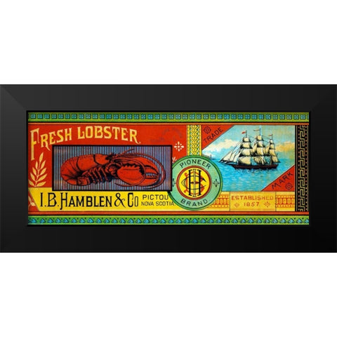 Pioneer Brand Fresh Lobster Black Modern Wood Framed Art Print by Retrolabel