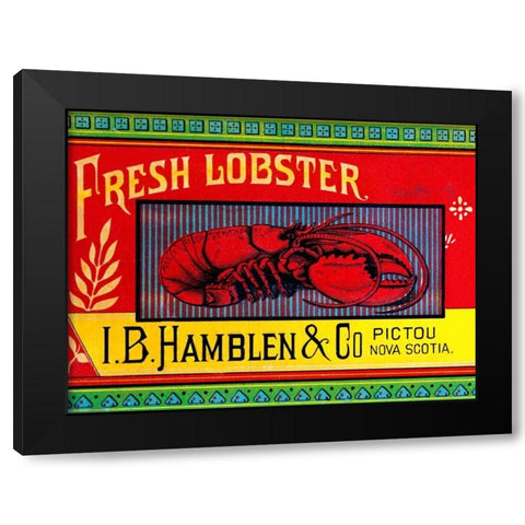 Fresh Lobster Black Modern Wood Framed Art Print by Retrolabel