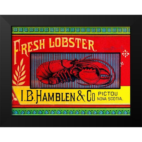 Fresh Lobster Black Modern Wood Framed Art Print by Retrolabel