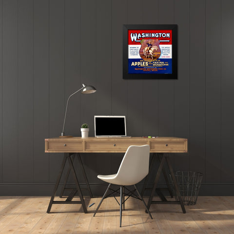 Washington Brand Dehydrated Apples Black Modern Wood Framed Art Print by Retrolabel
