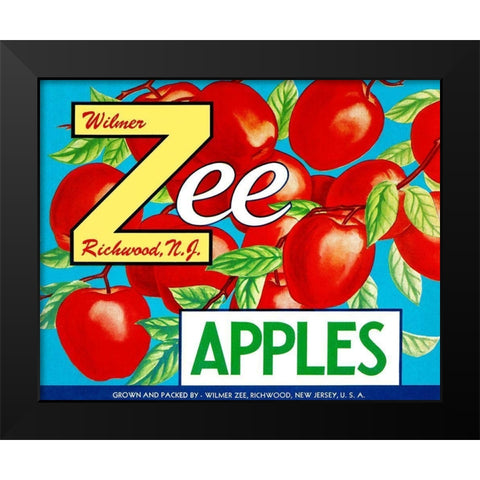 Zee Apples Black Modern Wood Framed Art Print by Retrolabel