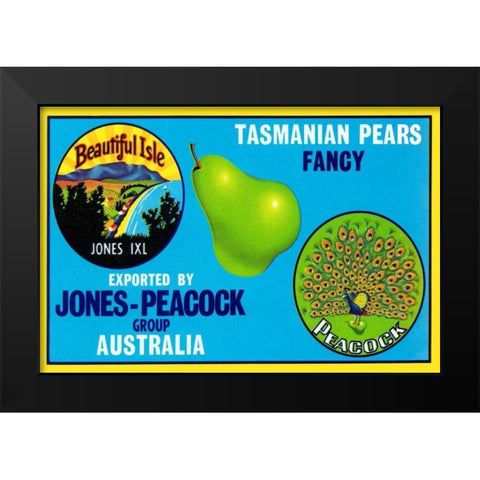 Jones-Peacock Tasmanian Pears Black Modern Wood Framed Art Print by Retrolabel