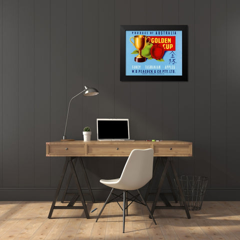 Golden Cup Black Modern Wood Framed Art Print by Retrolabel