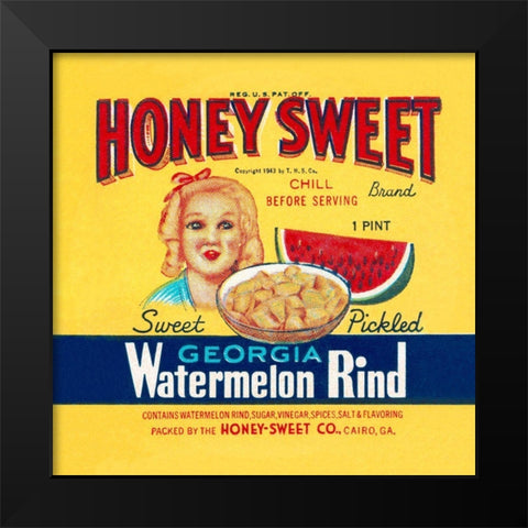 Honey Sweet Black Modern Wood Framed Art Print by Retrolabel