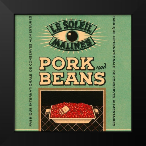 Le Soleil Malines - Pork and Beans Black Modern Wood Framed Art Print by Retrolabel