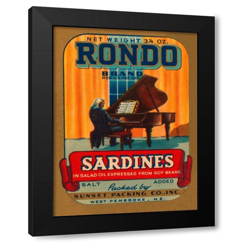 Rondo Brand Sardines Black Modern Wood Framed Art Print with Double Matting by Retrolabel
