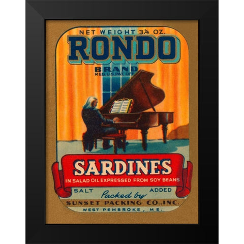 Rondo Brand Sardines Black Modern Wood Framed Art Print by Retrolabel