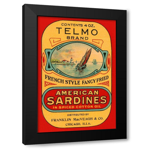 Telmo Brand American Sardines Black Modern Wood Framed Art Print with Double Matting by Retrolabel