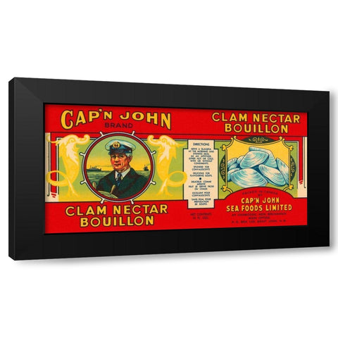 Capn John Brand Clam Nectar Bouillon Black Modern Wood Framed Art Print by Retrolabel
