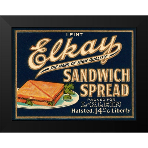 Elkay Sandwich Spread Black Modern Wood Framed Art Print by Retrolabel