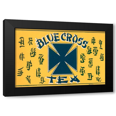 Blue Cross Tea Black Modern Wood Framed Art Print by Retrolabel