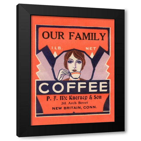 Our Family Coffee Black Modern Wood Framed Art Print with Double Matting by Retrolabel