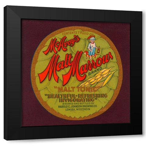 McAvoys Malt Marrows Malt Tonic Black Modern Wood Framed Art Print by Retrolabel