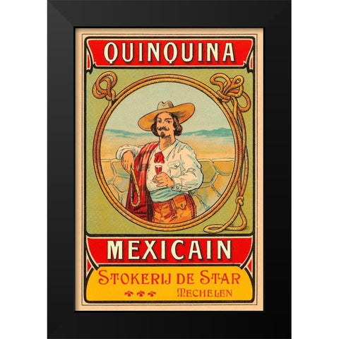 Quinquina Mexican Black Modern Wood Framed Art Print by Retrolabel