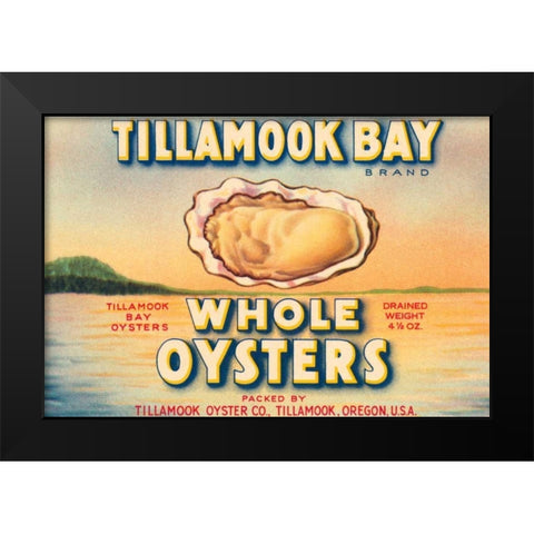 Tillamook Bay Whole Oysters Black Modern Wood Framed Art Print by Retrolabel