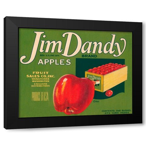 Jim Dandy Brand Apples Black Modern Wood Framed Art Print by Retrolabel
