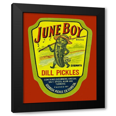 June Boy Dill Pickles Black Modern Wood Framed Art Print by Retrolabel
