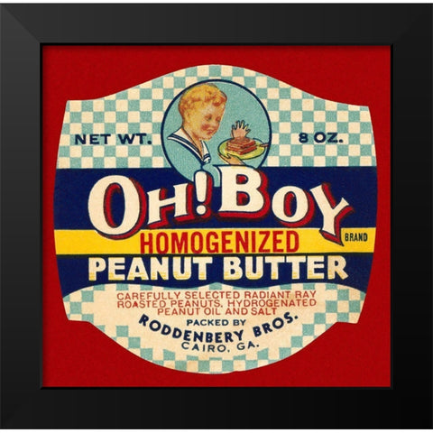 Oh! Boy Homogenized Peanut Butter Black Modern Wood Framed Art Print by Retrolabel