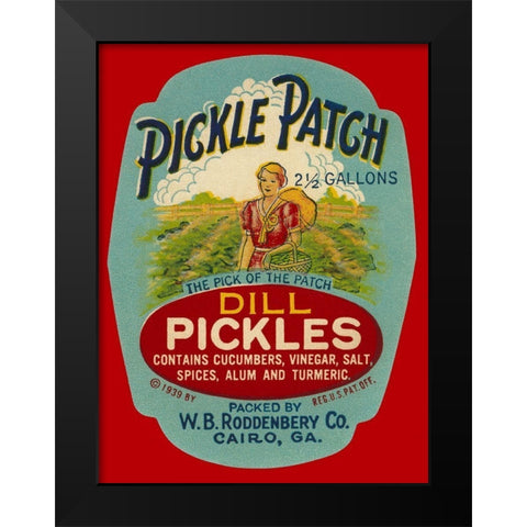 Pickle Patch Dill Pickles Black Modern Wood Framed Art Print by Retrolabel